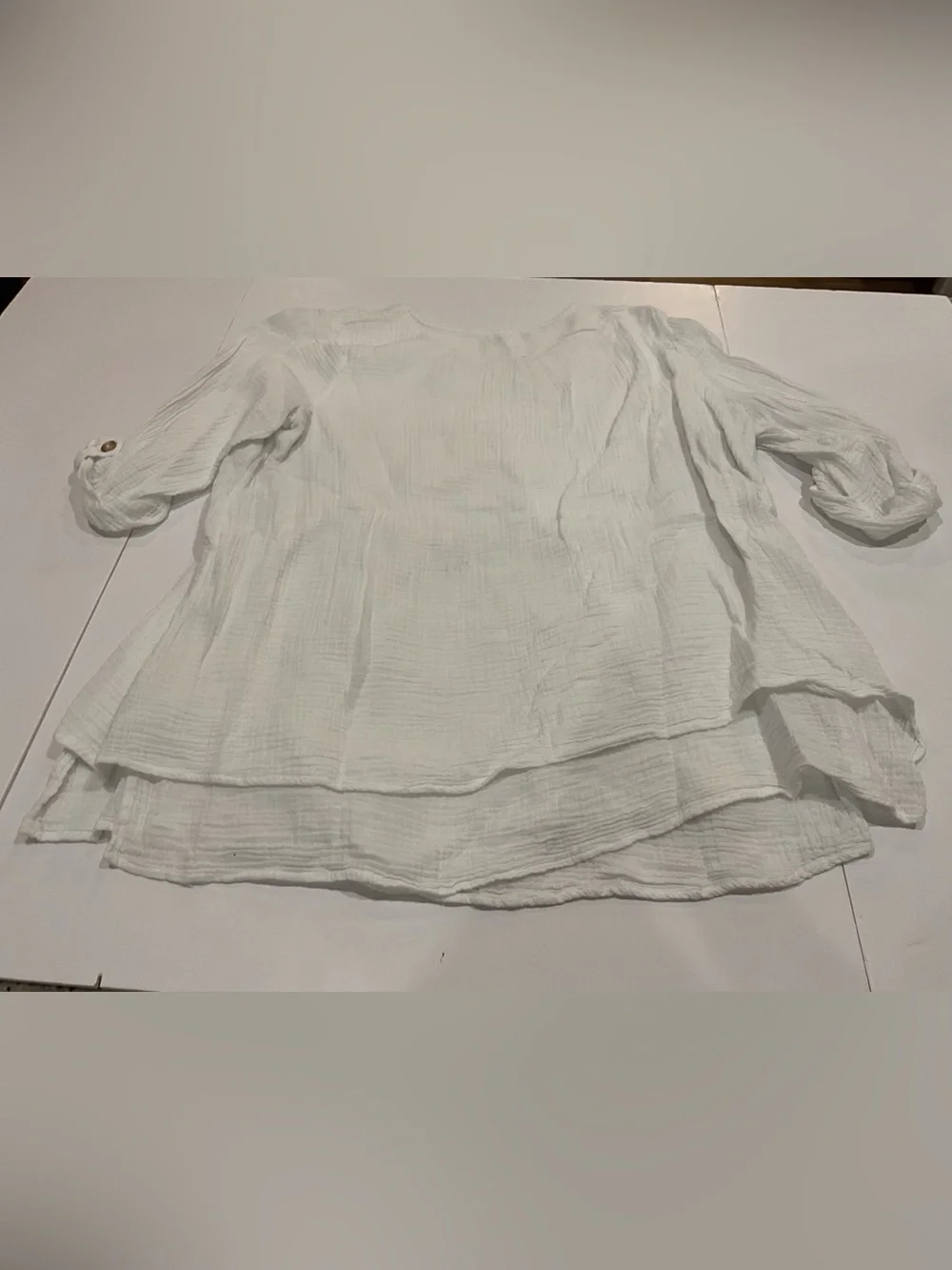 Coldwater Creek White Gauze Button-Front Top - Picture 2 of 8